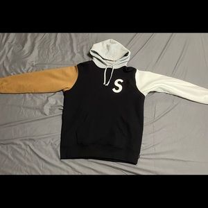 Supreme S Logo Colorblocked Hoodie (White Black Grey Brown) Medium